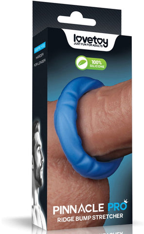 Lovetoy Pinnacle Pro Ridge Bump Stretcher Mens Cock Ring Blue Premium Silicone - Stretchy Cock Rings