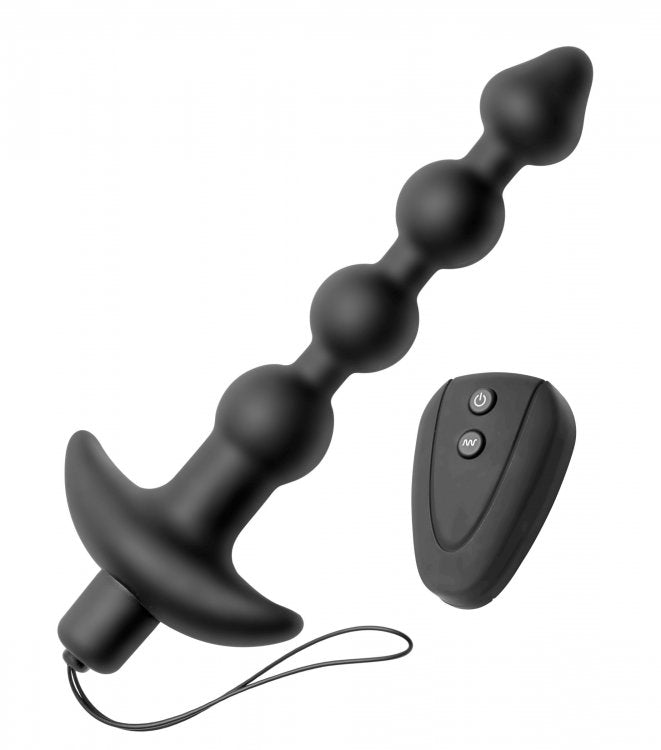 7 Speed Silicone Beaded Anal Vibe With Remote - - Anal Beads and Balls