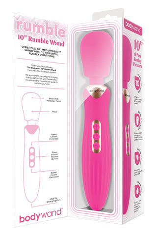 Xgen Bodywand RUMBLE Rechargeable Vibrator Hot Pink with Flexible Neck - Body Wands