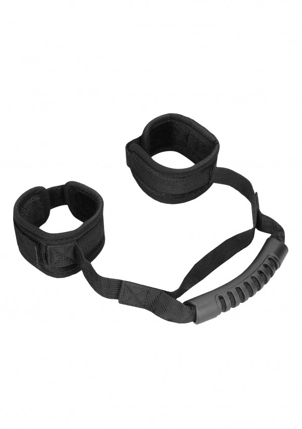 Shots Toys Velvet & Velcro Adjustable Handcuffs with Handle - Cuffs And Restraints