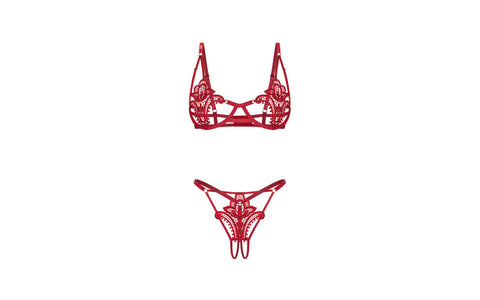 Obsessive Luise Sublim 2 Pc Bra & Panty Crotchless Set S/M