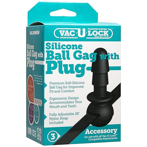 Vac-U-Lock Black Ball Gag by Doc Johnson - Strap On Sextoys