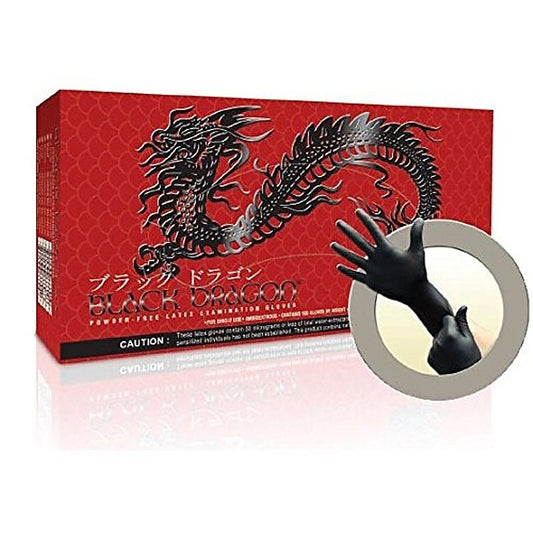 Black Dragon Powder-Free Latex Examination Gloves by Ansell - Dental and Clinical