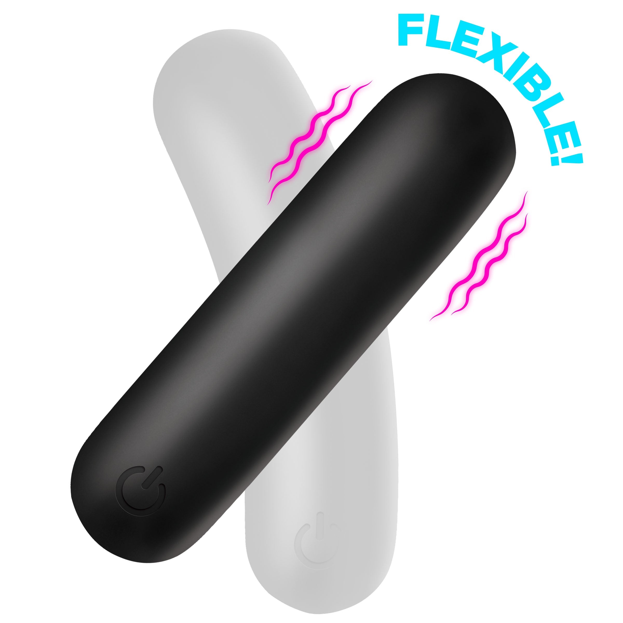 XR Brands BANG! Flexible Silicone Bullet Vibrator - Black - Bullet Vibrators