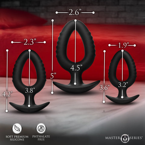 XR Brands Master Series Pop Anal Plug Trainer Set of 3 Sizes - Butt Plugs