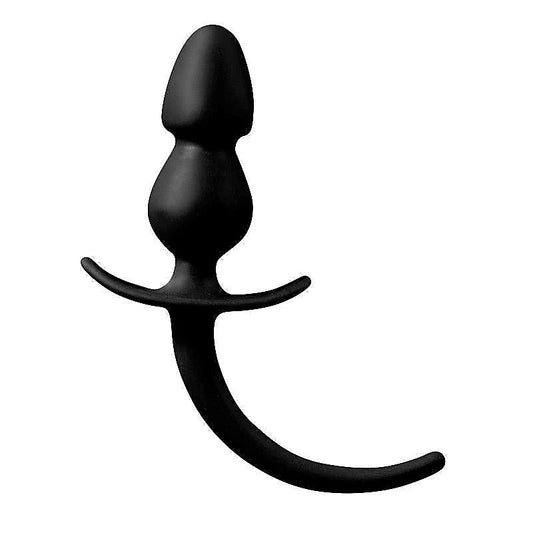 Shove Up 4" Black Silicone Butt Plug with Tail - Butt Plugs
