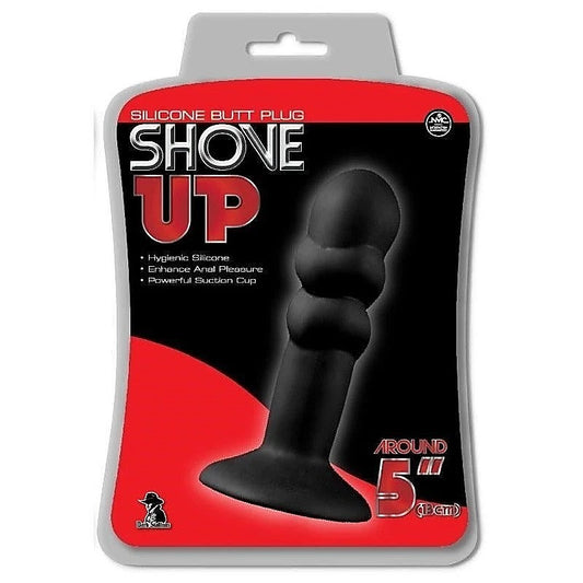 Shove Up 5" Silicone Butt Plug with Suction Cup Black - Butt Plugs