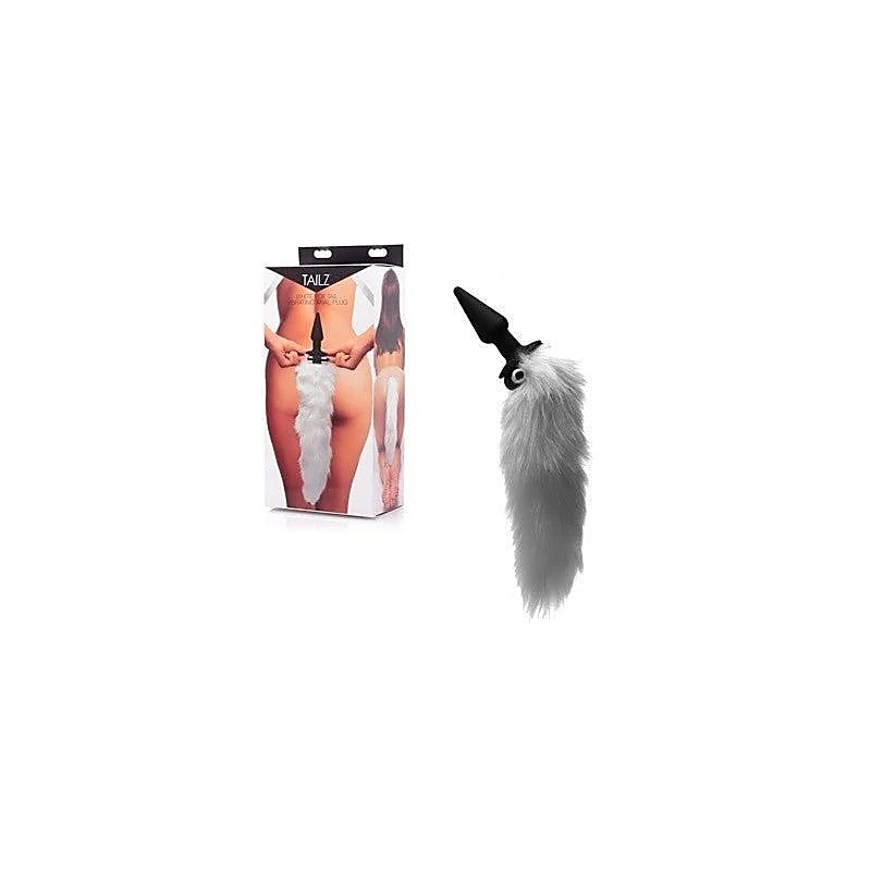 White Fox Tail Vibrating Anal Plug by XR Brands - Butt Plugs