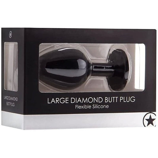 Ouch! Large Diamond Butt Plug Black by Shots Toys - Butt Plugs