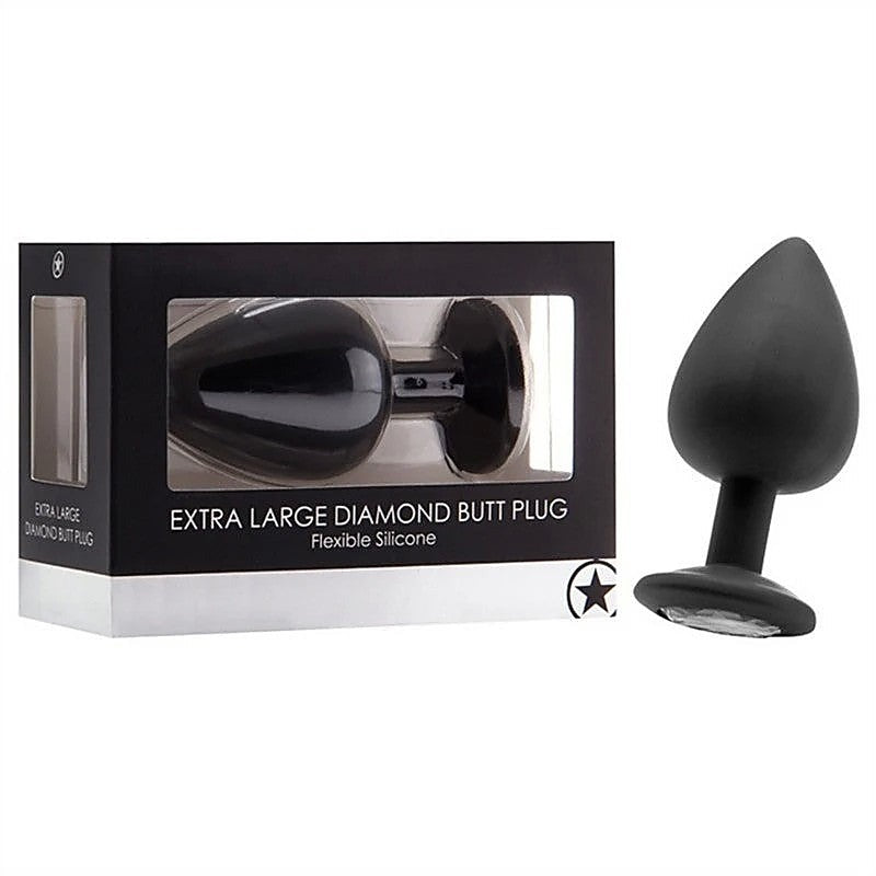 Ouch! Large Diamond Butt Plug Black by Shots Toys - Butt Plugs