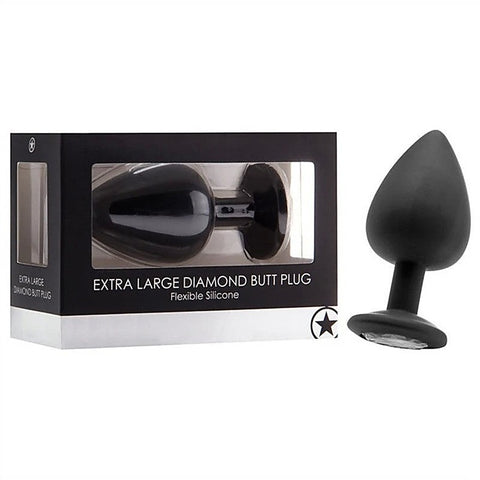 Ouch! Large Diamond Butt Plug Black by Shots Toys - Butt Plugs