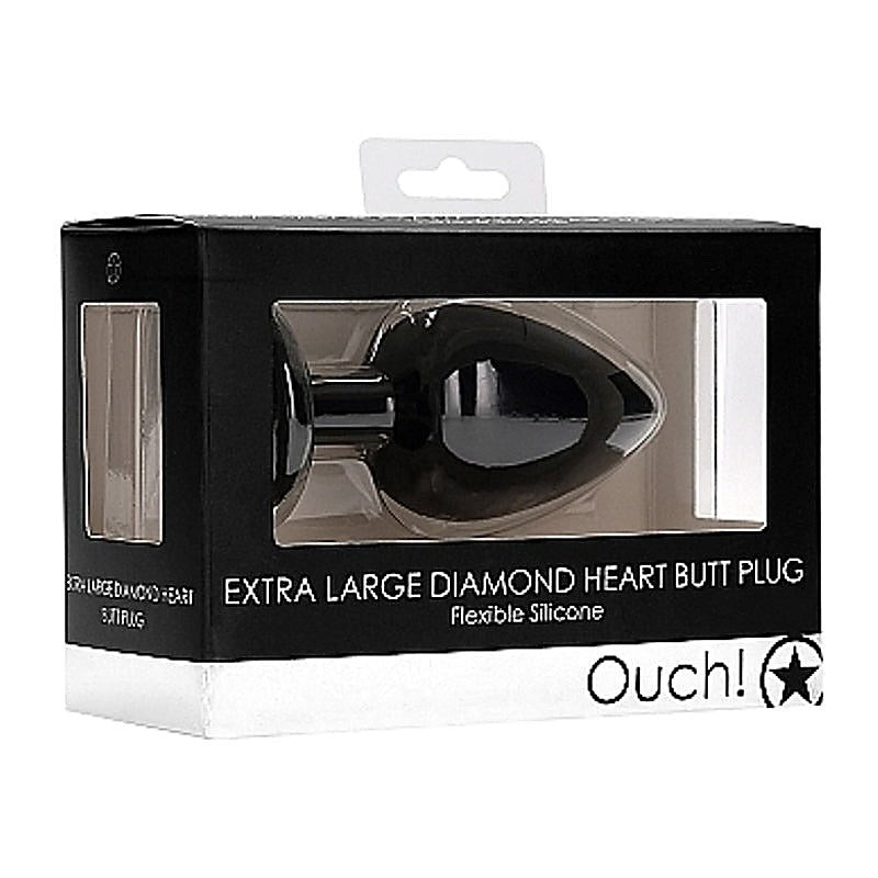 Shots Toys Ouch Diamond Heart Butt Plug Extra Large Premium Silicone - Breast and Nipple Toys