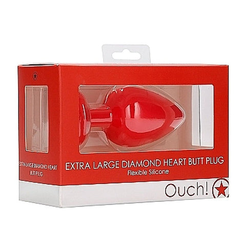 Shots Toys Ouch Diamond Heart Butt Plug Extra Large Premium Silicone - Breast and Nipple Toys