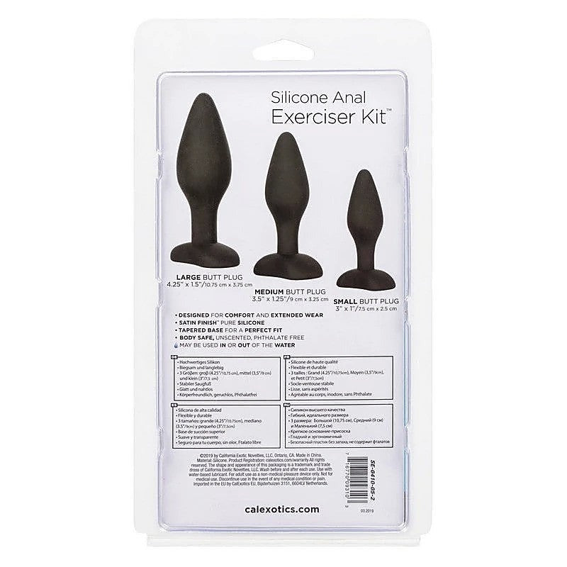 3 Piece Silicone Anal Plug Exerciser Kit - Butt Plugs
