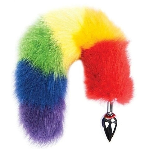 Rainbow Foxy Tail Butt Plug by Hott Products - Butt Plugs