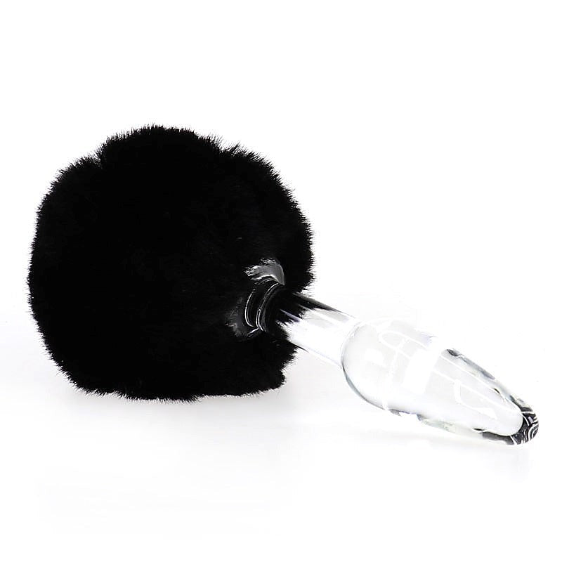 Premium Bunny Tail Glass Butt Plug by BDStyle - Anal Beads and Balls