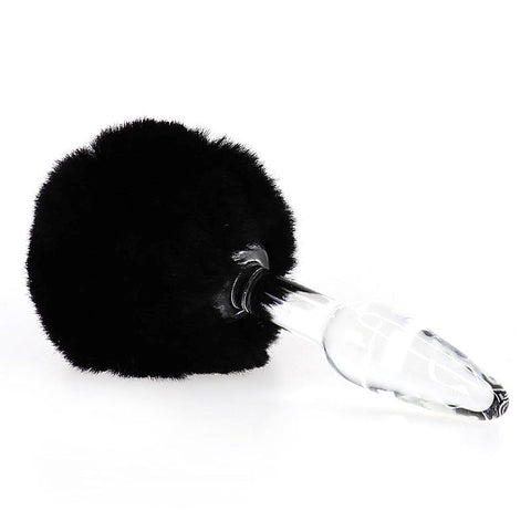 Premium Bunny Tail Glass Butt Plug by BDStyle - Anal Beads and Balls