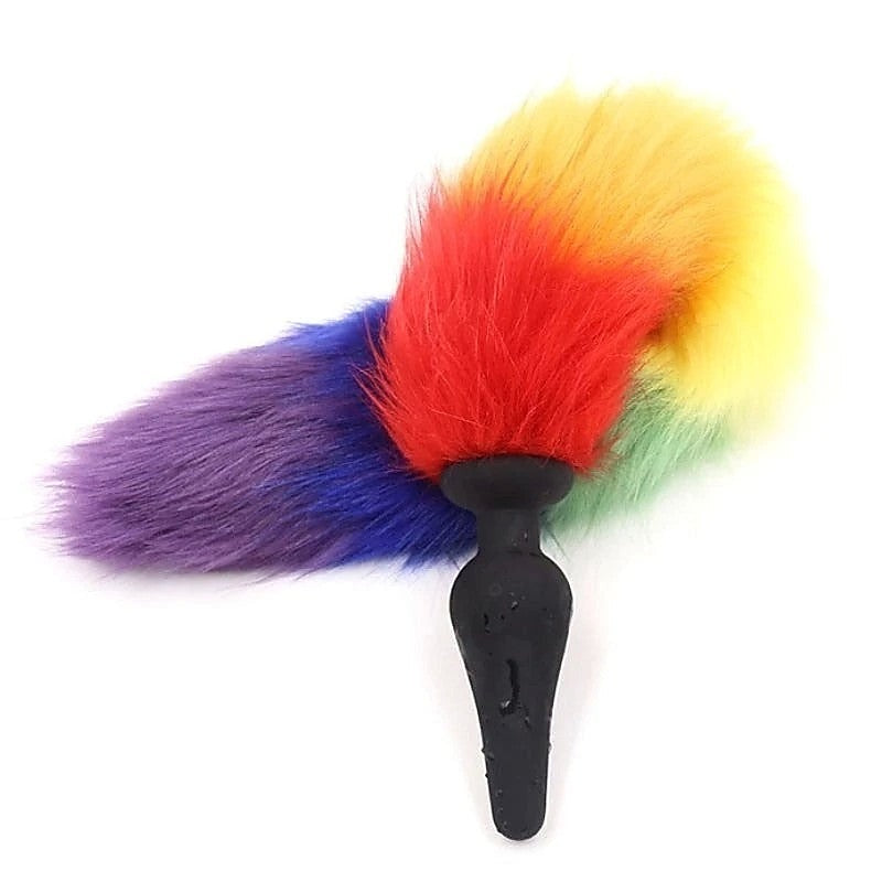 Colorful Fox Tail Silica Gel Anal Plug by BDStyle - Butt Plugs
