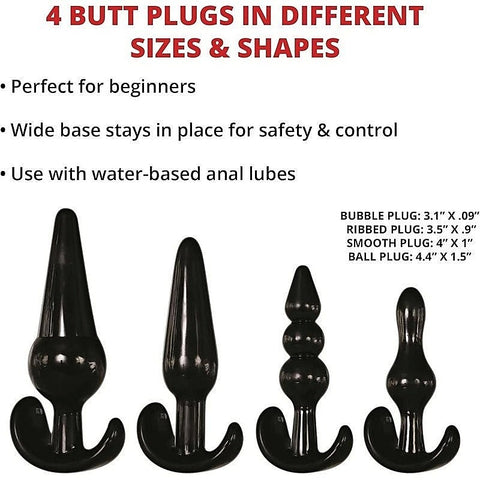 Premium 4-Piece Anal Pleasure Set by Adam & Eve - Butt Plugs
