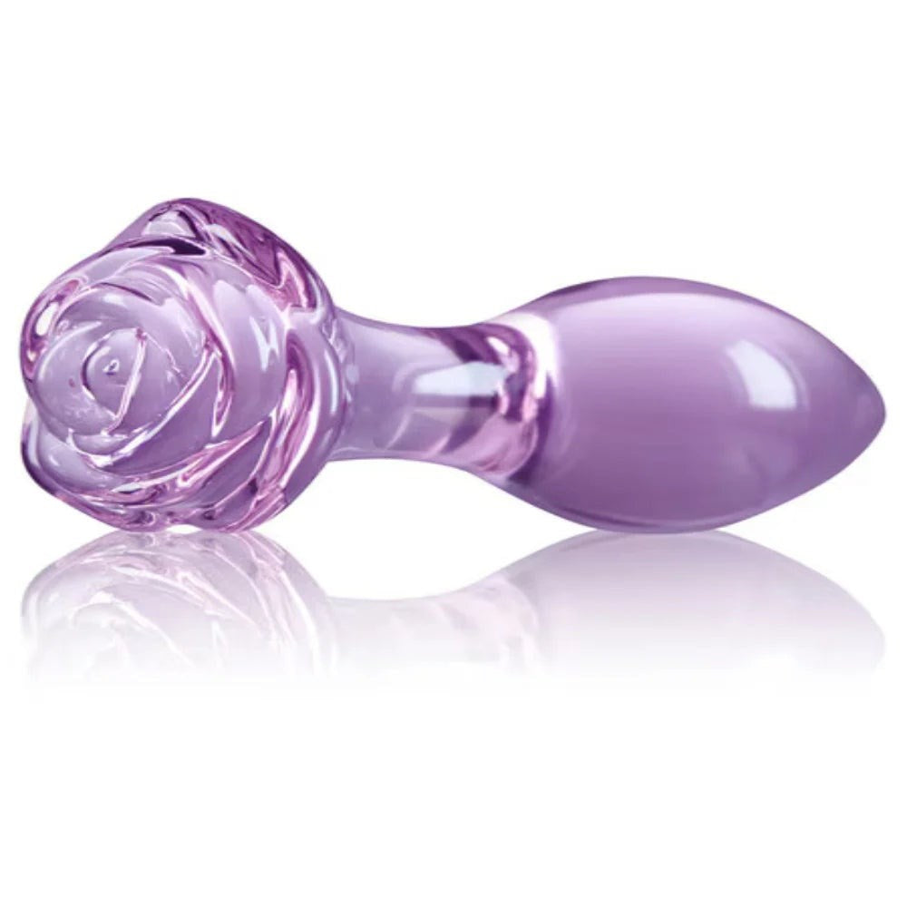 NS Novelties Crystal Rose Glass Anal Plug with Temperature Play Features - - Butt Plugs