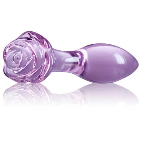 NS Novelties Crystal Rose Glass Anal Plug with Temperature Play Features - Butt Plugs