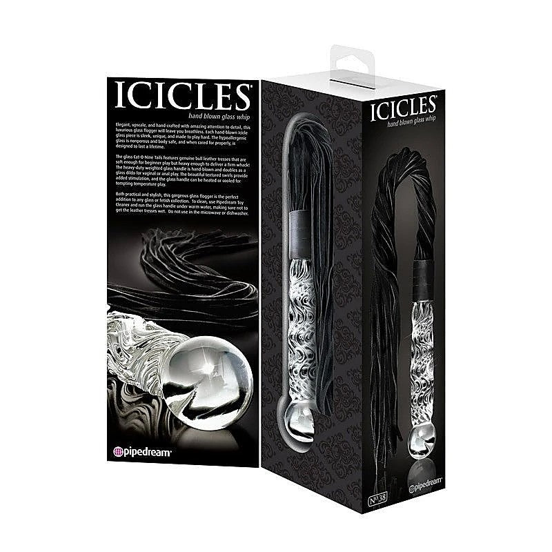 Icicles No 38 Hand Blown Glass Whip by Pipedream - Anal Dildos
