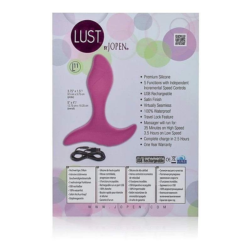 Lust by Jopen L11 Rechargeable Prostate Massager - Anal Vibrators