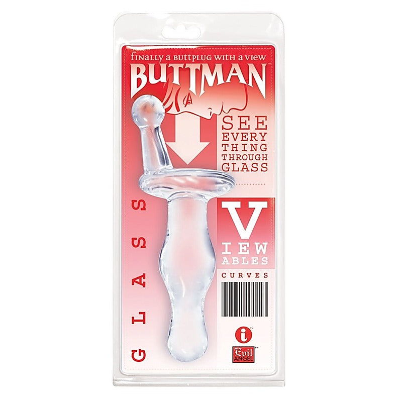 ButtMan's Viewable Glass Butt Plug Curves by Icon Brands - Glass Sex Toys