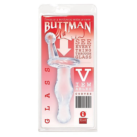 ButtMan's Viewable Glass Butt Plug Curves by Icon Brands - Glass Sex Toys