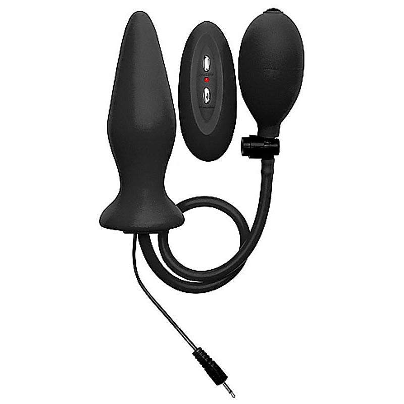 Ouch! Inflatable Vibrating Silicone Plug by Shots Toys - Steel Sex Toys