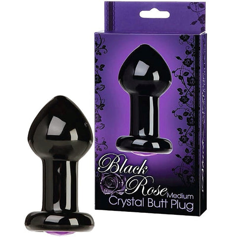 Black Rose Crystal Butt Plug by Doc Johnson - Glass Sex Toys