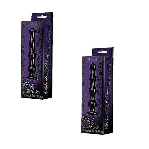 Unique Black Rose Crystal Butt Plug by Doc Johnson - Anal Dildos