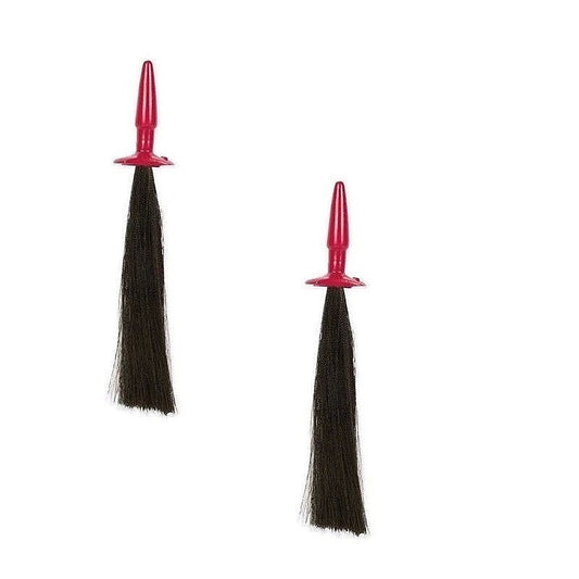 Reds Black Leather Pony Play BDSM Whip Small - Butt Plugs