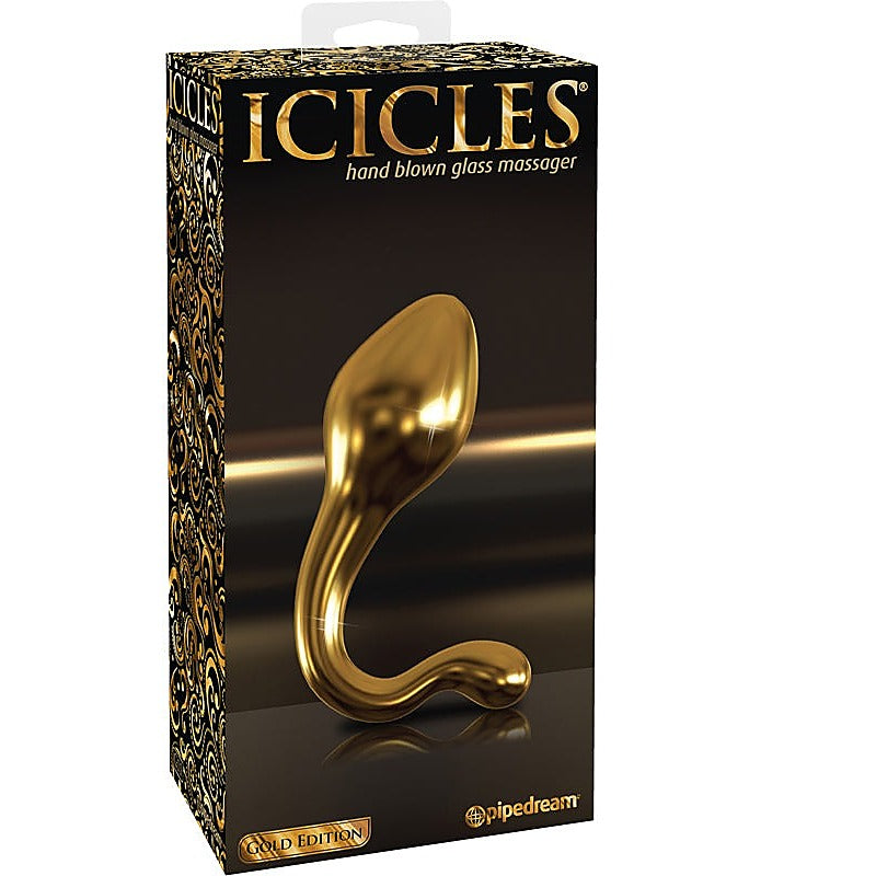 Pipedream Icicles Gold Edition G11 Glass Prostate Massager Hand Blown Glass - Glass Sex Toys