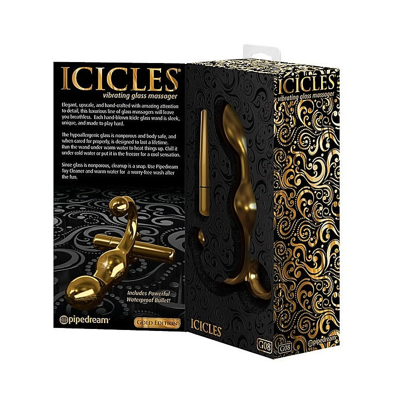 Pipedream Products Icicles Gold Edition G08 Prostate Play Massager - Glass Sex Toys