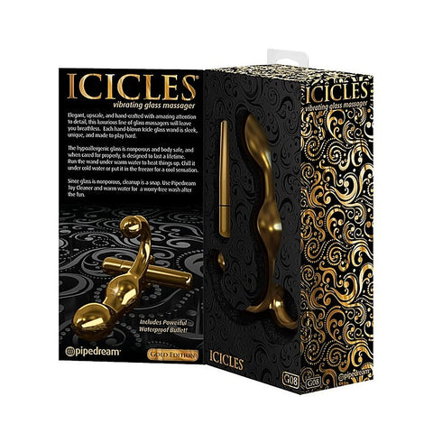 Pipedream Products Icicles Gold Edition G08 Prostate Play Massager - Glass Sex Toys