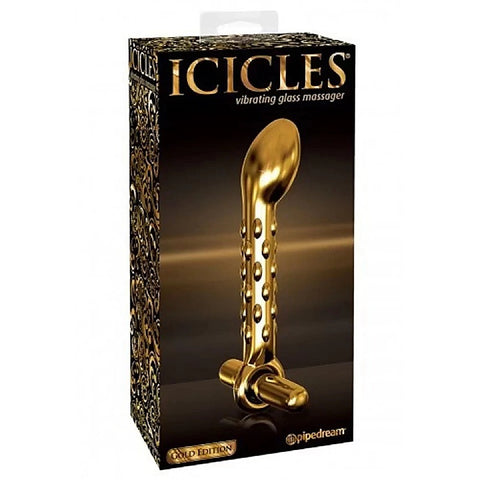 Pipedream Products Icicles Gold Edition G07 Glass P Spot Vibrator - Glass Sex Toys