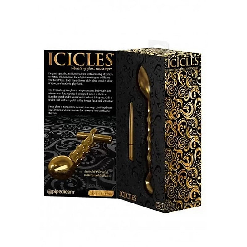 Pipedream Products Icicles Gold Edition G07 Glass P Spot Vibrator - Glass Sex Toys