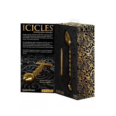Pipedream Products Icicles Gold Edition G07 Glass P Spot Vibrator - Glass Sex Toys