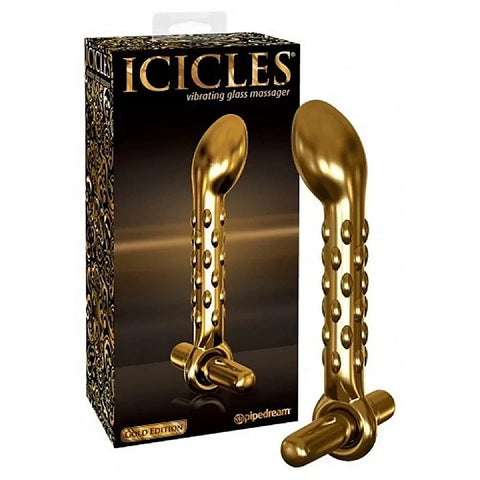 Pipedream Products Icicles Gold Edition G07 Glass P Spot Vibrator - Glass Sex Toys