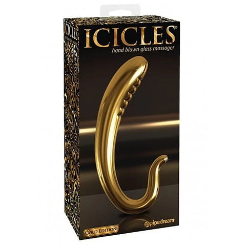 Pipedream Icicles Gold Edition G03 Glass Prostate Vibrator Hand Blown Design - Glass Sex Toys
