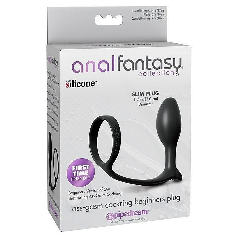 Anal Fantasy Ass Gasm Cock Ring with Beginner Anal Plug - Ball and Cock Toys