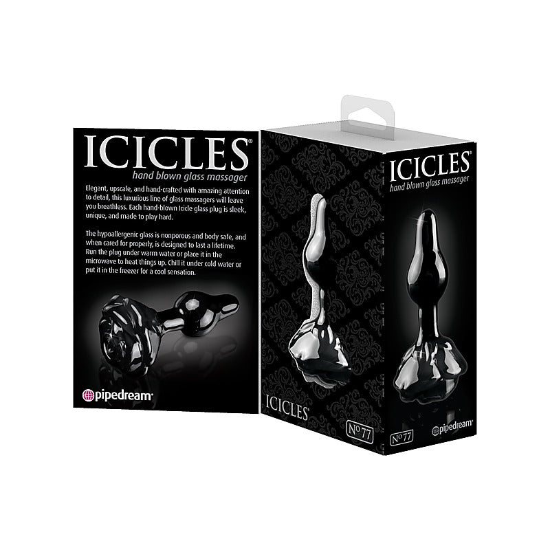Icicles No. 77 Rose Shaped Glass Anal Plug by Pipedream - Glass Sex Toys