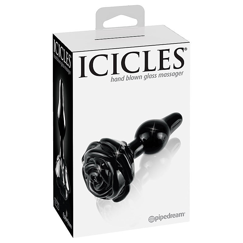 Icicles No. 77 Rose Shaped Glass Anal Plug by Pipedream - Glass Sex Toys