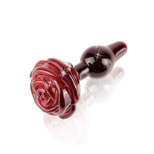 Icicles No 76 Rose Shape Glass Butt Plug by Pipedream - Glass Sex Toys