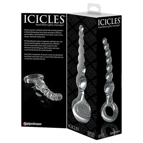 Premium Icicles No 67 Glass Anal Beads Massager - Glass Sex Toys