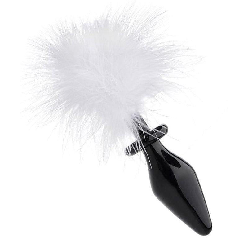 Fluffer Bunny Tail Glass Anal Plug by XR Brands - Glass Sex Toys