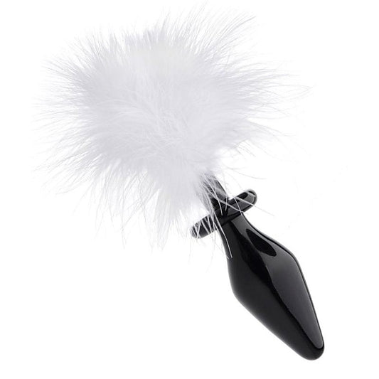 Fluffer Bunny Tail Glass Anal Plug by XR Brands - Glass Sex Toys
