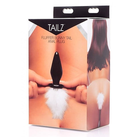 Fluffer Bunny Tail Glass Anal Plug by XR Brands - Glass Sex Toys