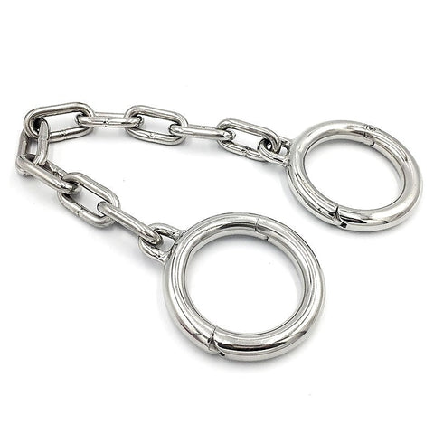 Heavy-Duty Metal Ankle/Wrist Cuffs with Chain by BDStyle - Steel Sex Toys